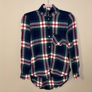 Women’s American Eagle Boyfriend Fit Colorful Plaid Flannel Shirt M Cabincore